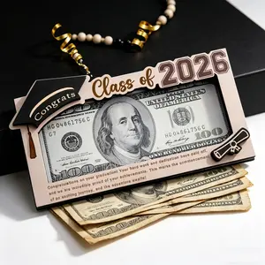 2026 Graduation Money Holder Gifts- Wooden Money Envelopes Featuring a Graduation Cap Design, Class of 2026 Senior Unique Cash Gift Keepsake for Graduates Perfect for Son Daughter Gifts