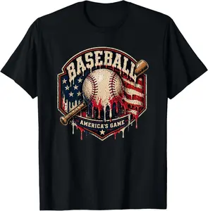 Baseball America's Game USA Flag Bat Distressed Vintage Fan T-Shirt Kids graphic tee