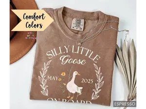 Comfort Colors® Personalized Silly Little Goose On Board T-shirt, Pregnancy Announcement Tee, Baby Reveal Shirt, Expecting Mom Sweatshirt, Mother's Day Gift
