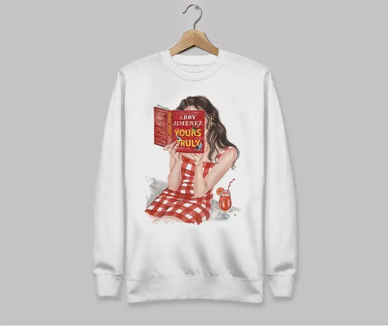 Yours Truly book sweatshirt |  Yours Truly book sweater | printed from hand painted artwork by Olga Crée | hair color options