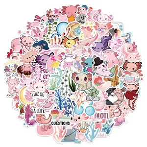 Cute Salamander Pattern Sticker, 100pcs Self Adhesive Decorative Sticker, DIY Decal for Water Bottle, Laptop, Phone Case, Scrapbooking, Journal Making