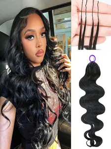 Body Wave Pre-Separated Crochet Hair Extensions Human Hair Knotless Braids Pre-Separated Feather Crochet Braid Hair Extensions Natural Color