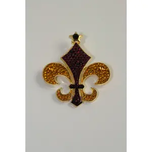 Rhinestone French Fleur De Lis  Pin Brooch & Earrings Set New Orleans Mardi Gras Jewelry Gift For Her, Crystal Fleur De Lis Earrings