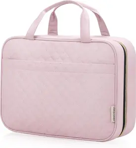 Travel Size Toiletry Bag for Women, Portable Hanging Organizer & Cosmetic Bag with Hook, Water-Resistant Makeup Organizer for Travel Essentials, Accessories, Shampoo, Full-Size Containers, Toiletries, TSA Approved, Lightweight, Durable, Gift Idea