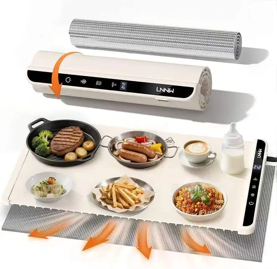 Electric Food Warming Mat - Safe Food-Grade Material, 6 Temperature Settings, Timer, Fast Efficient Heating, Rollable Portable Design - Ideal for Holiday Parties, Buffets