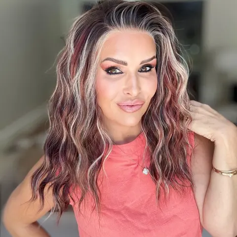 AISOM Mila Berry Truffle Water Wave 13x4 Lace Free Part Lace Front Wig with Scandinavian Hairline Heat Friendly 16inch Natural Looking Low Density