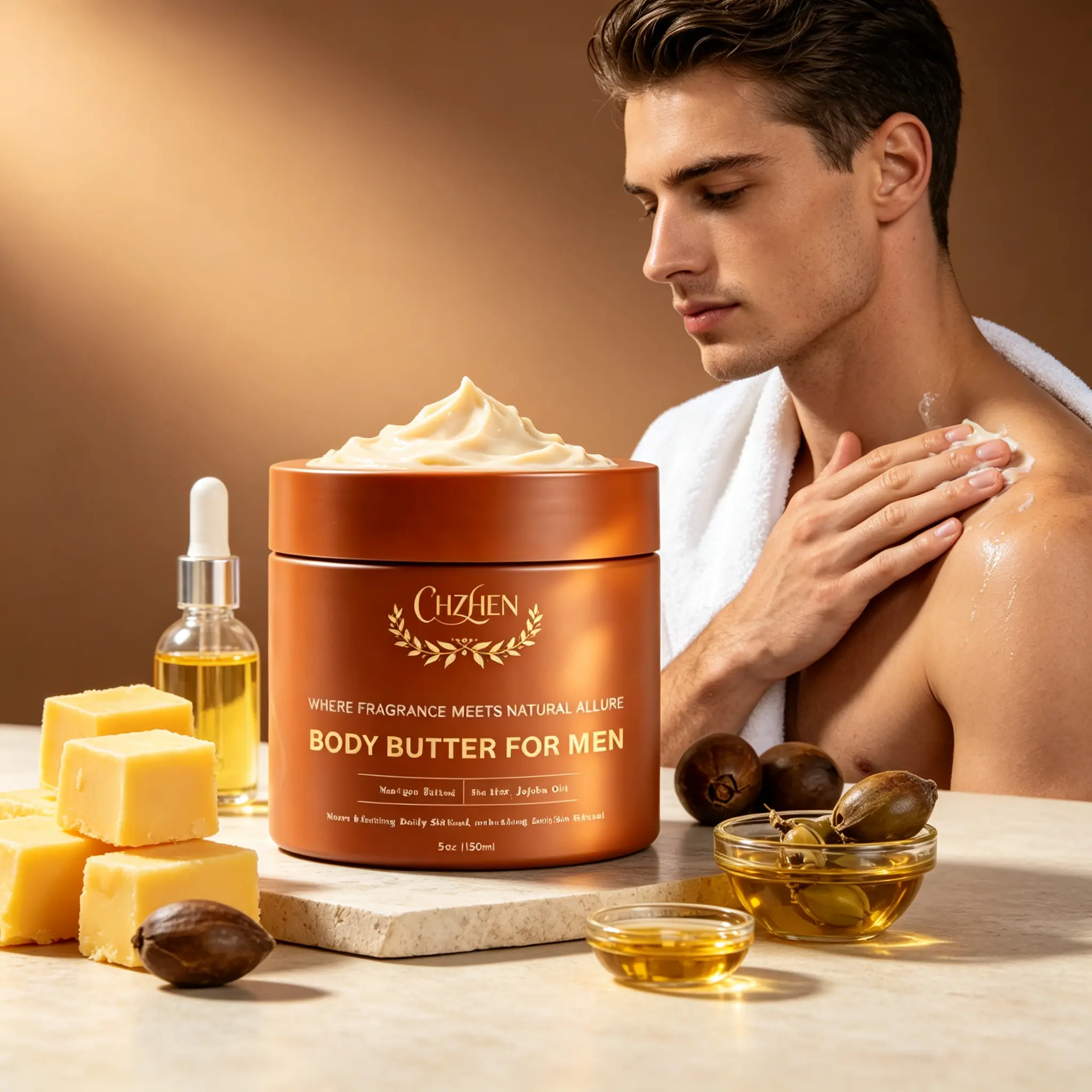 Men’s Body Butter Daily Moisturizer – Non-Greasy Hydrating Cream for Dry Skin, 150ml, Light Fresh Scent, Modern Man Daily Ritual Skincare