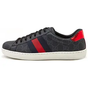 Gucci Ace Canvas and Leather Sneakers with GG Webbing Pattern for Men Verifiable, with credentials and supporting global authentication
