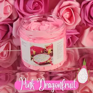 Pink Dragonfruit Whipped Body Butter. Handmade Shea & Mango Butter Body Frosting. All Natural Non Greasy Emulsified Body Butter Nourishing