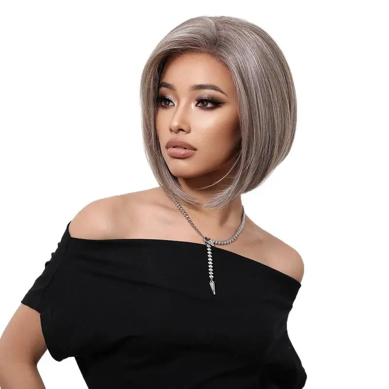 10-14-inch, 13x6 HD front lace Short straight bob wig, designed  women |   gifts girlfriend |   Free Parting Layered Hairstyle Synthetic Heat Resistant  Daily Party Use for