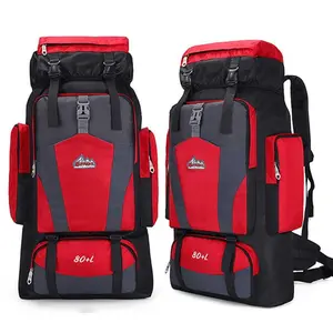 80L Waterproof Hiking Backpack Unisex Large Capacity Mountaineering Bag Outdoor Travel Camping Hiking Bag Ventilated Back Panel Multi Compartment Outdoor Sports Hiking Bag