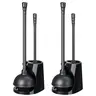 Qaestfy Durable Plastic 2-in-1 Toilet Cleaning Combo (Pack of 2) - Plumbing Tool, Scrubber Toilet Brush & Plungers, 21.6" Suction Plunger, 15.7" Stiff Bristle Long-Handled Deep Cleaning Brush, Sturdy Compact Stand
