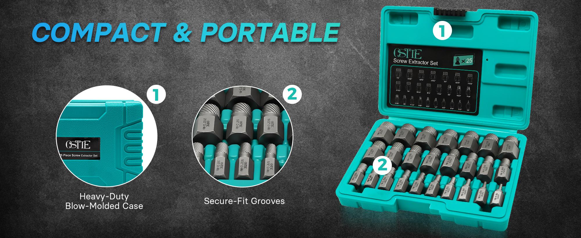 25Pcs Hex Bolt Extractor Set, Easy Out | Multi-Spline Extractor for Stripped/Broken Bolts, Cr-Mo Steel, Durable Rustproof, Essential Auto Mechanic Tool & Home DIY