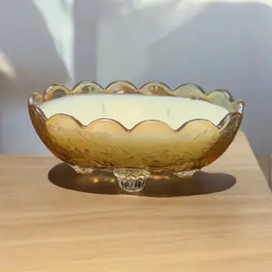 Marigold Carnival Glass Candy Dish Bowl Candle