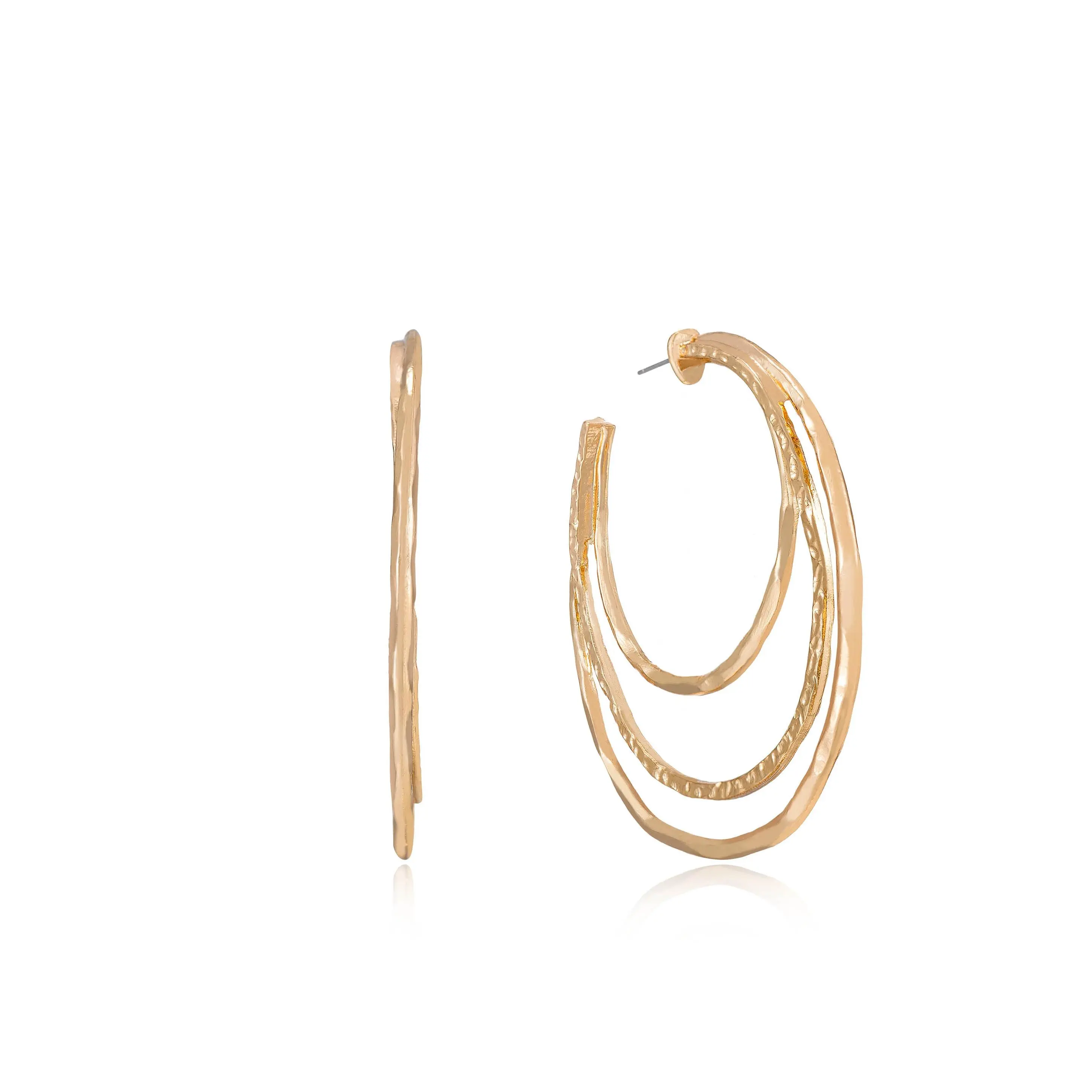 Ettika Handworked Hoop Earrings, Gold Finish, Durable Design, Ideal for Everyday Wear