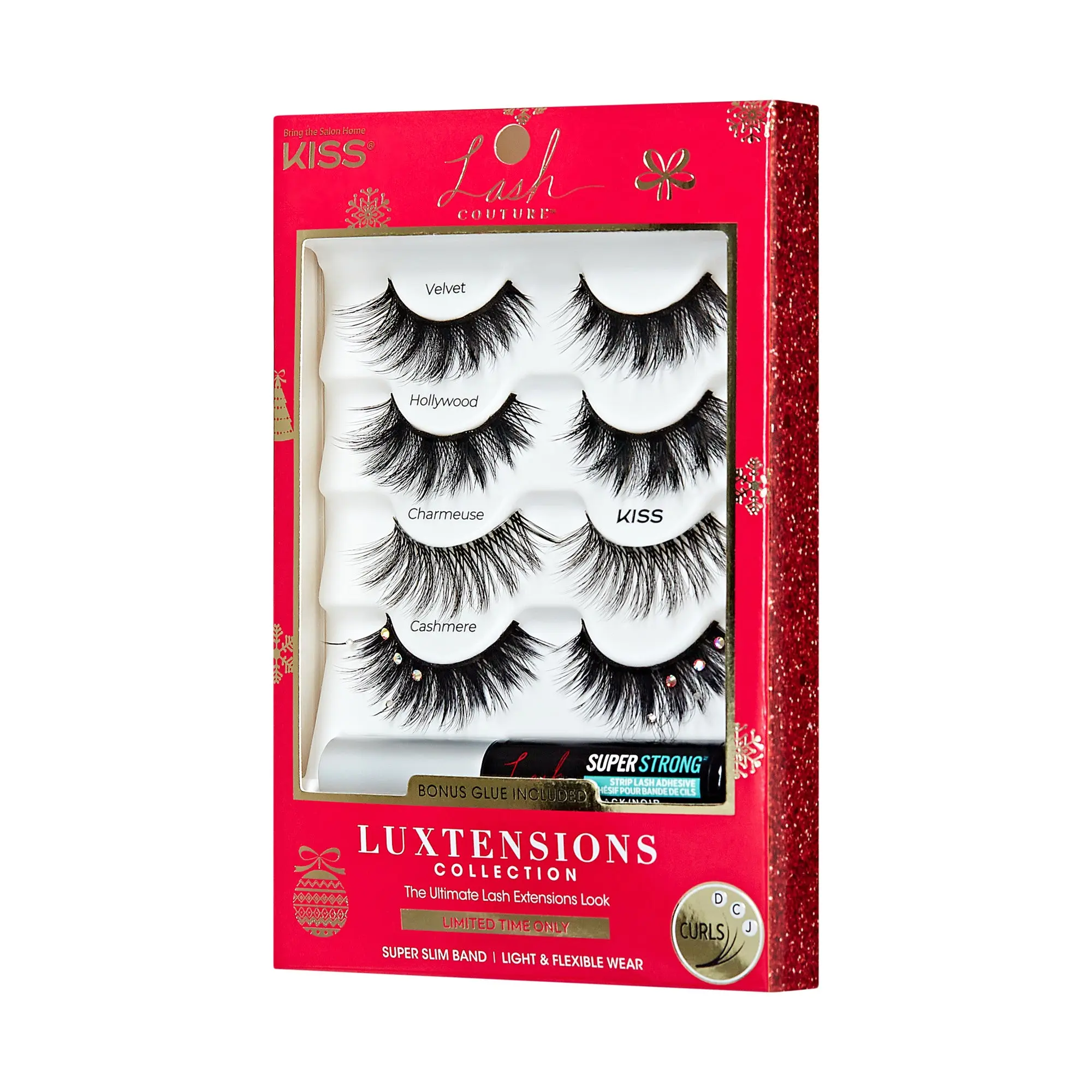 Kiss Lash Couture LuXtensions Holiday False Eyelashes Multipack - Cashmere Jewel | 4 Pairs, Strip Lashes, 14mm-18mm Kiss Lash Couture LuXtensions Holiday False Eyelashes Multipack - Cashmere Jewel | 4 Pairs, Strip Lashes, 14mm-18mm