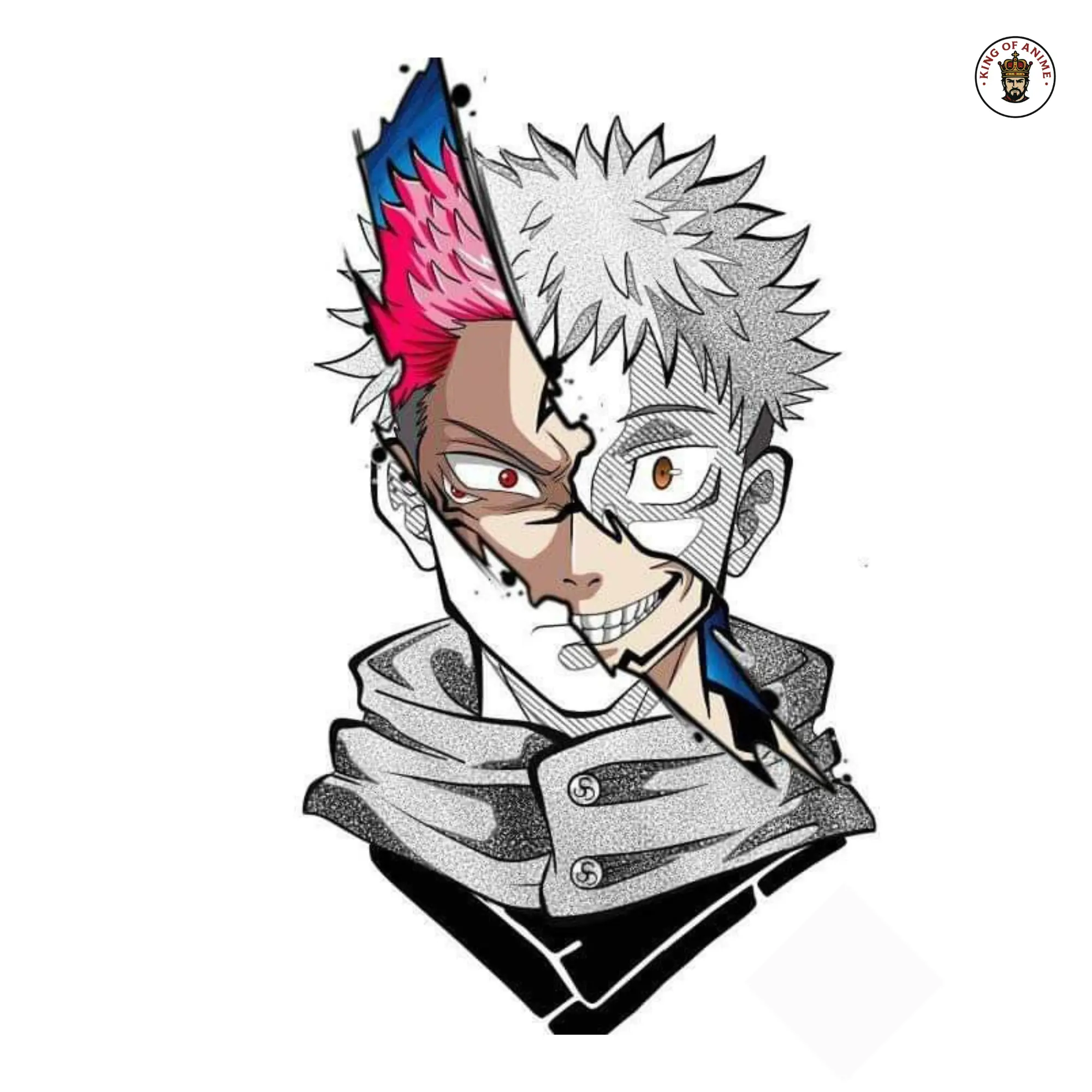 Split Identity Anime Sticker, Vinyl Sticker, Yuji Itadori and Sukuna, Laptop Decor, Car Decor, Manga Style Art