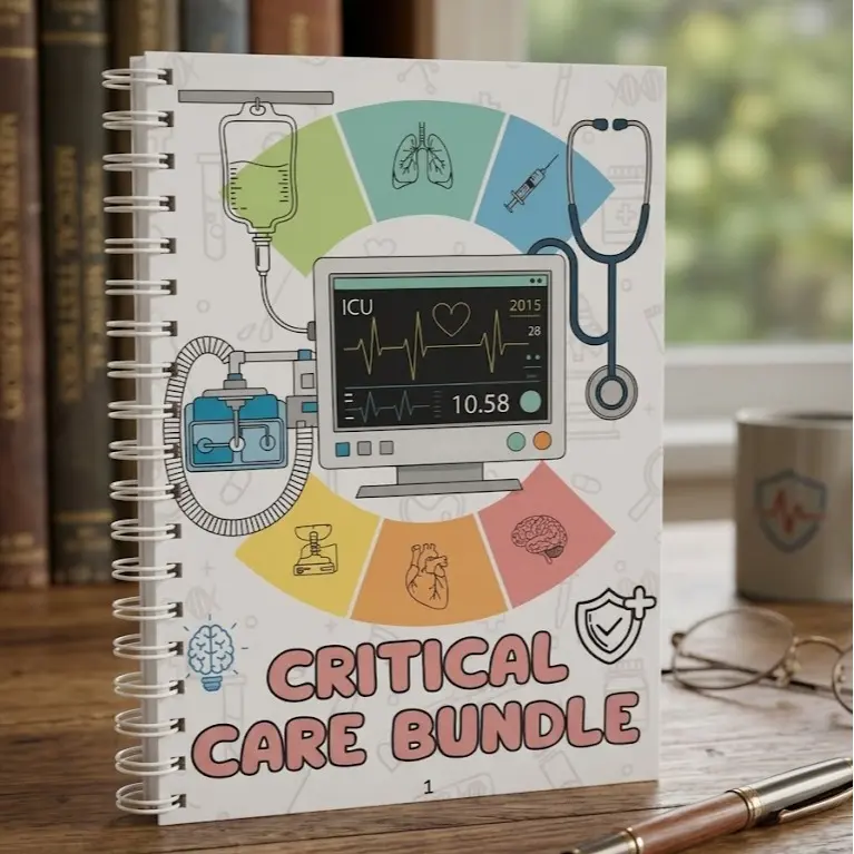 Critical Care Nursing Book | ICU Study Guide Physical Book | 115+ Pages ICU Nurse Guide | Nursing Student Gift