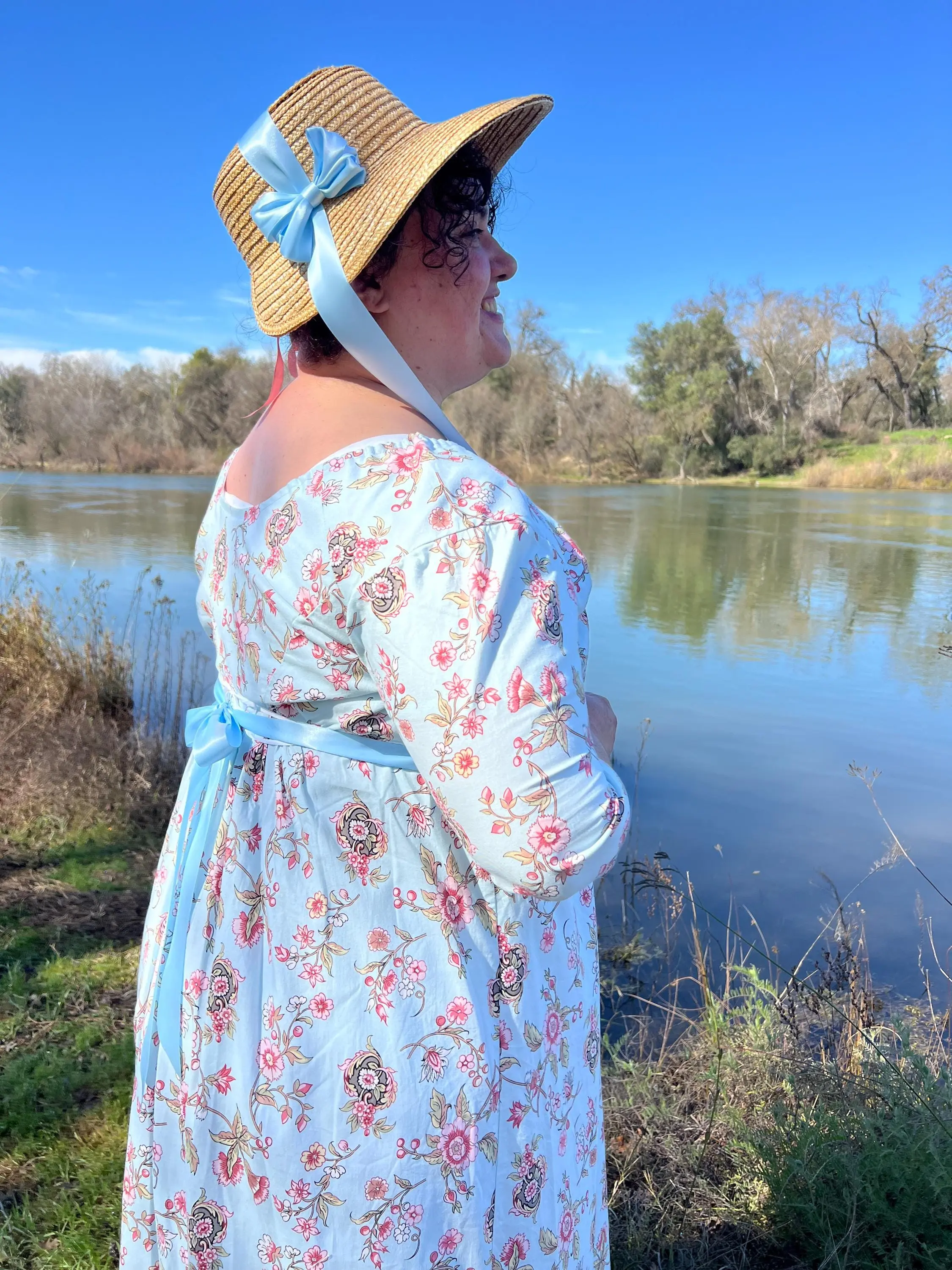 Women's Regency Cassandra Cotton Gown - Lady-Focused Balls Style with Print Design, Long Sleeves, Casual, Empire Waist, Gown Dress, Floral Print, Pull-On Wear, Full Sleeve, Cotton Fabric