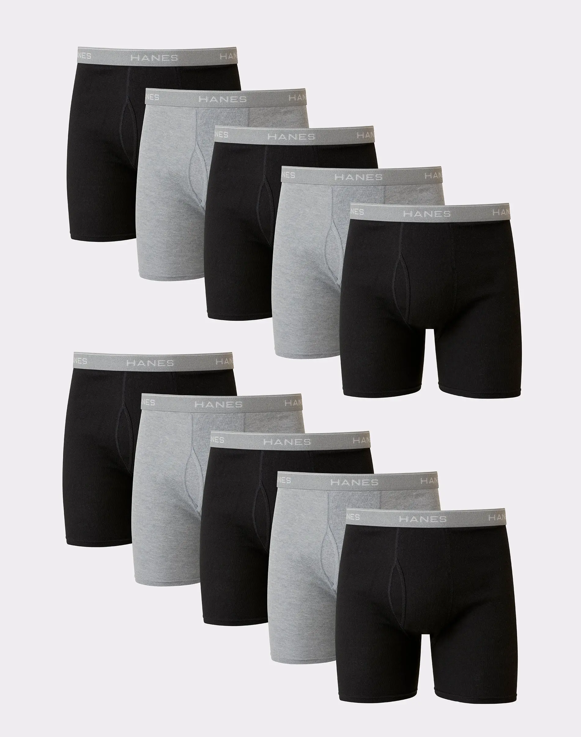 Hanes Men's Cotton Boxer Brief Underwear Super Value Pack 10-pack Multi Comfortable Fit Soft Stretch Fabric Breathable 2349k0