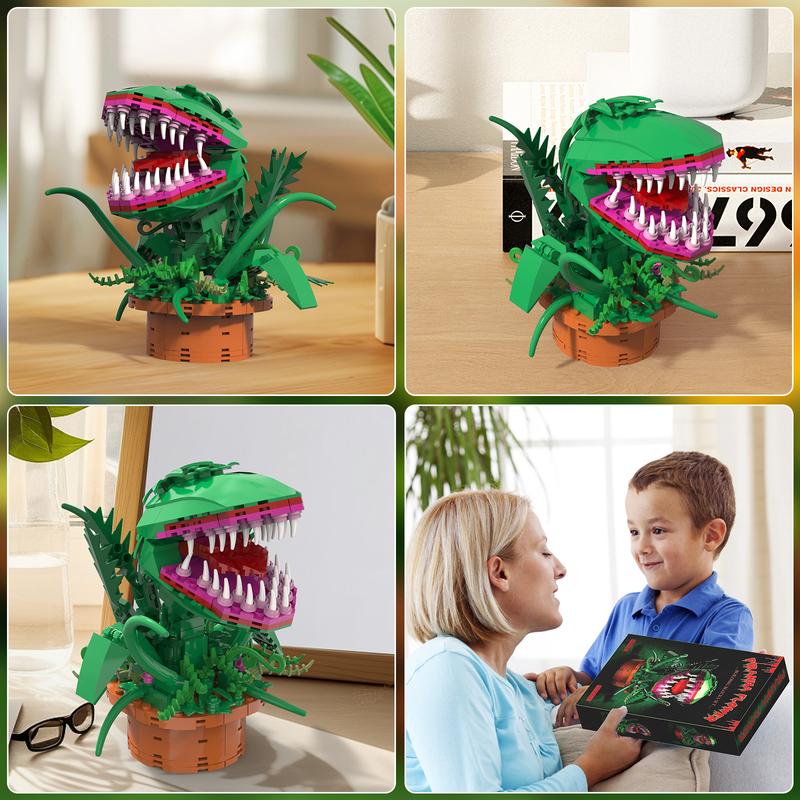 TENHORSES Audrey II Piranha Plant Building Blocks Kit 342 Pieces Compatible with Lego Sets Little Shop of Horrors Openable Mouth DIY Model for Kids Over 8 Years Old Halloween Gift