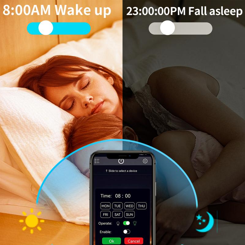 200FT 100FT 50FT Smart Led Strip Lights RGB Color Changing Time Setting Music Sync Strip Lights with both App and Remote Control for Bedroom Indoor Lighting, for Christmas Gifts