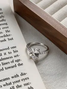 925 silver promise rings oval cut three-dimensional zirconia women's ring