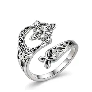 September Laurel Women's Celtic Knot Ring, Adjustable Zircon Jewelry, Open-Style Design, All Season Wear, Ideal for Women Rituals & Daily Use, Adjustable Rings, Unique Rings