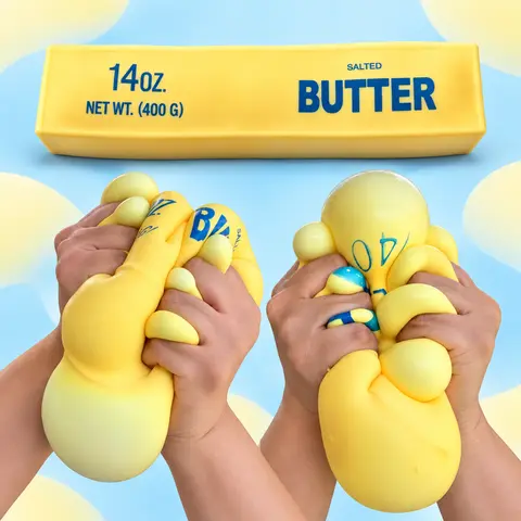 Jumbo Squishy Butter Stress Ball - 9.8 in, 400g TPR Foam, Soft Fast-Rebound Unisex Sensory Fidget Relief Squishies Toy, Fidgets for Anxiety Tool, Toys for Grown Ups Stocking Stuffers Gift for Study/Office Breaks