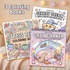 3pcs Adult Coloring Books - Starty Dream & Cozy Corner Theme - 88 Pages of Super-Sensitive Paper - Vibrant Illustrations for Fun Leisure Activity - Perfect Gift for Easter, Birthdays & Valentine's Day - Beginner-Friendly with Stunning, Enchanted Patterns