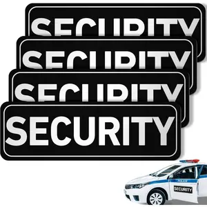 Skyygemm 4 Pcs Security Car Magnetic Signs Reflective Security Heavy Duty Signs for Vehicles Magnetic Truck Waterproof Officers Decals for Patrol (Black with White Border)
