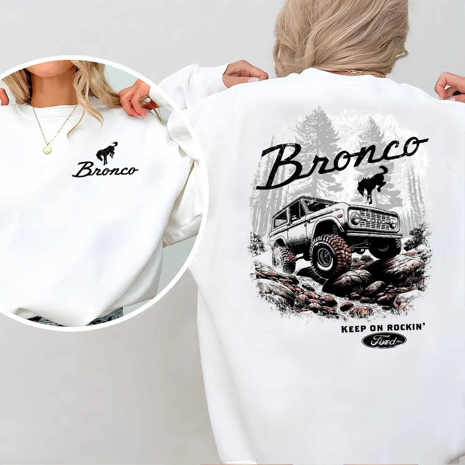 Vintage Bronco Ford Horse Skull Neon Sweatshirt, Hoodie, T-shirt, Pink Bronco For Women Men Advanture Sweatshirt Off Road Truck Graphic Tee