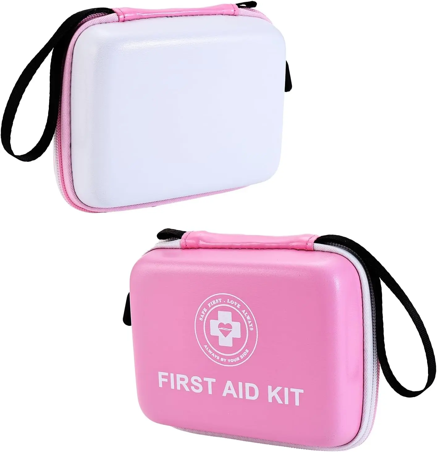 Small First Aid Kit - 165 Piece Dual-Color Emergency Medical Kit with Hard Shell & Fluorescent Exterior Coating, Emergency First Aid Kit for Home, Car, Travel, Hiking & Outdoor(Pink/White) Raismile