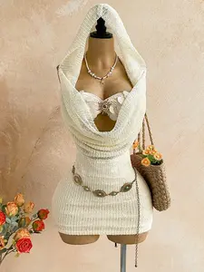 Sequin Plunging Neck Hooded Mini Dress – Sexy Boho Festival & Vacation Party Dress for Women