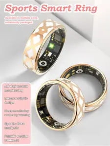 Smart ring with geometric patterns, monitors blood pressure, blood oxygen, sleep, heart rate, and steps, with multiple sports modes, waterproof, health-focused three-ring ring / gift / daily wear / party / dinner / for women, Wearable Devices