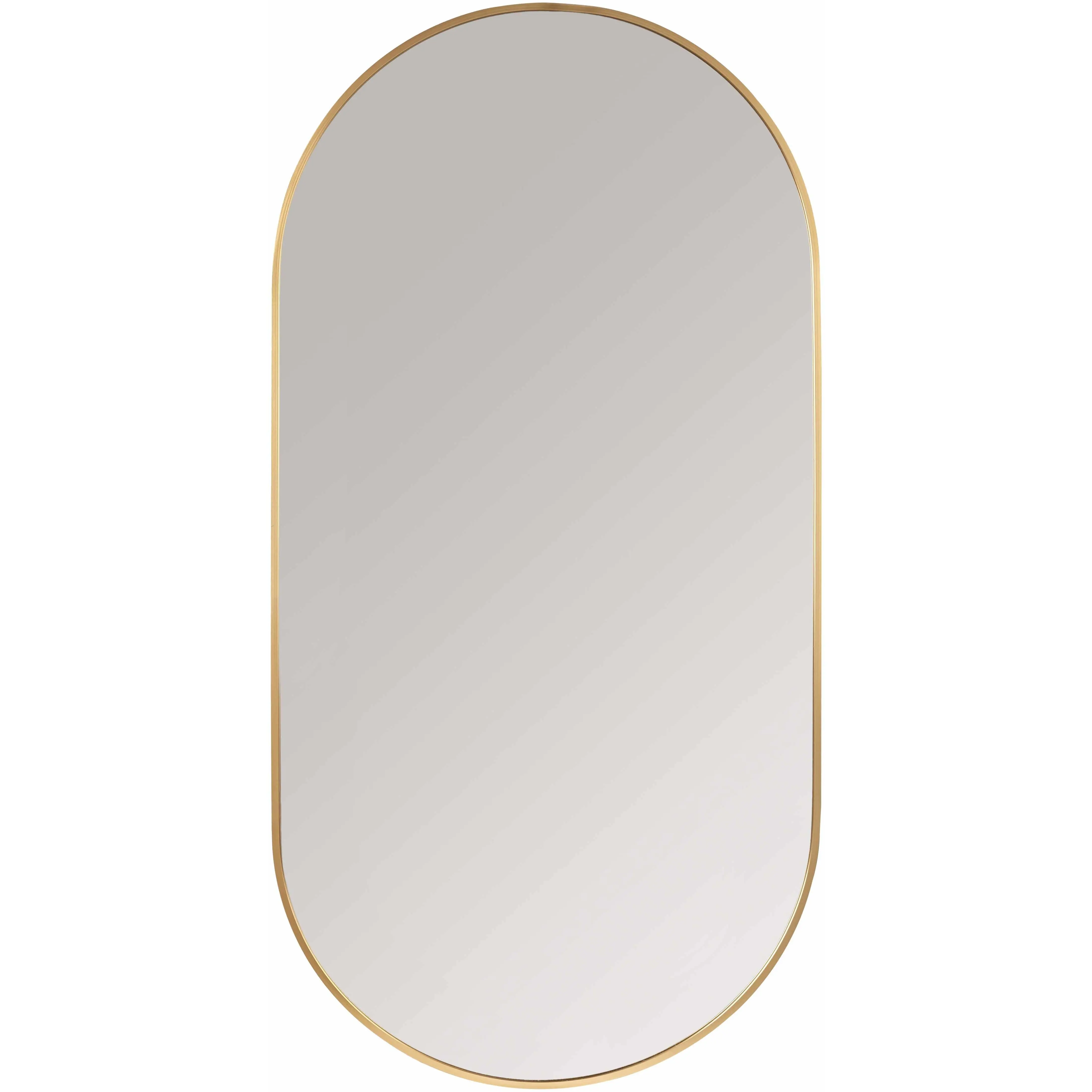 Borovikha Gold Modern Aluminum Full Frame Wall-Mounted Oval Mirror, Home Decor for Living Room, Bathroom Mirror