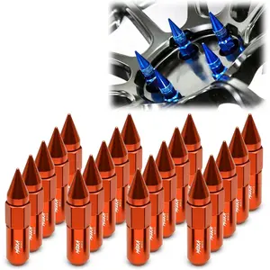 Orange 20 PCS M12x1.5 Lug Nuts Spiked 60mm Extended Tuner Aluminum Wheels Rims Cap WN03