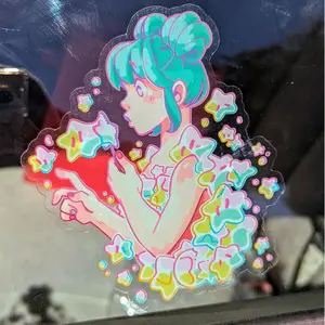 Bubble Girl Blue Window Sticker