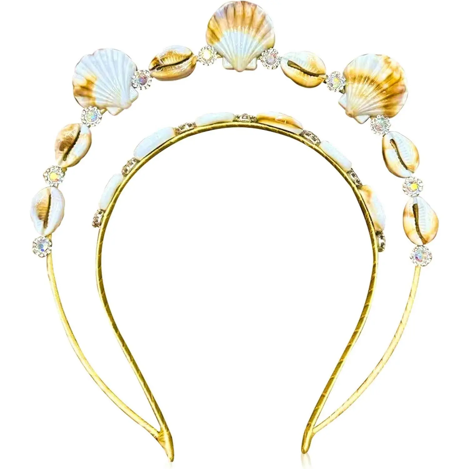 Mermaid Headband Seashell Siren Costume Women Gold Halo Crown Headpiece for Mermaid Sirens Goddess Cosplay Renaissance