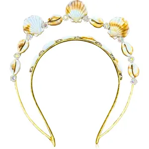 Mermaid Headband Seashell Siren Costume Women Gold Halo Crown Headpiece for Mermaid Sirens Goddess Cosplay Renaissance
