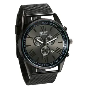 OIDEA Men's Sport Dress Watch, Three-Eye Roman Numeral Dial with Tachymeter, Stainless Steel Mesh Band, 3ATM, Japanese Movement Wristwatch