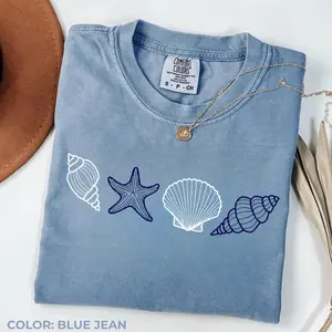 Comfort Colors Sea Shell Shirt, Beach Shirt, Summer Shirt, Aesthetic Shell Shirt, Ocean Lover Gift, Tropical Shirt, Nautical Seashell Shirt