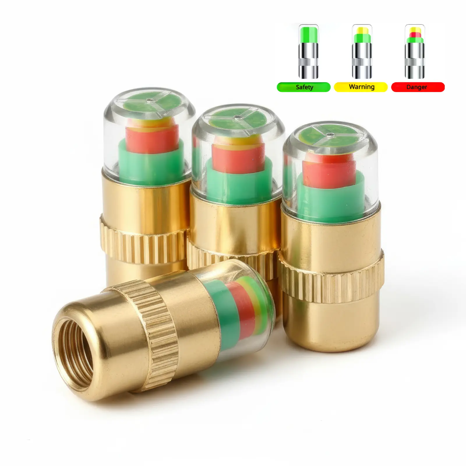 4PCS Automotive Pressure Monitor Warning Valve Caps - For Car, Truck, SUV, Motorcycle & Bike - Compatible with Tire Pressure Monitoring, Safety Pressure Detector, Easy Install