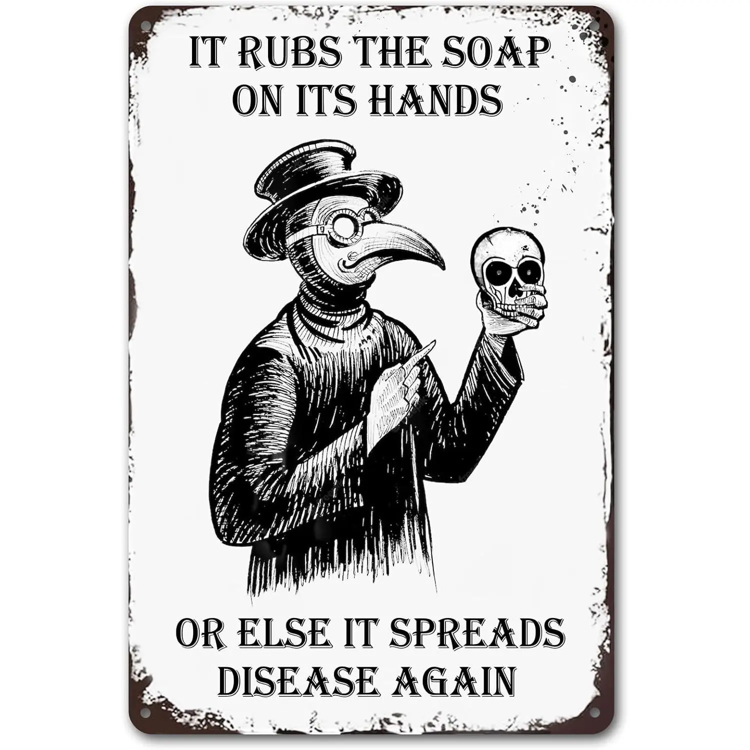 Funny Gothic Bathroom Sign Goth Wall Decor Wash Your Hands Sign 8 x 12 ...