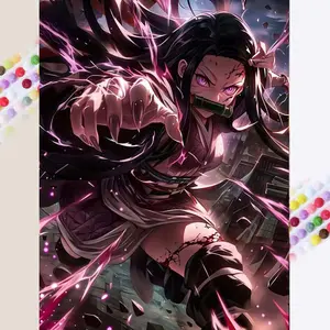 1 set of DIY diamond painting kit, 5D diamond art set, DIY decoration with black hair, claws, and purple light. Mosaic, diamond art, DIY art home decor.