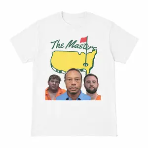 Tiger Woods, Scottie Scheffler, John Daly Mugshot (The Masters) Funny Golf T-shirt.