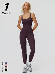 Women's Fall Winter Fleece Quick-Dry Shaping Jumpsuit, Workout Jumpsuit, Outdoor Sports Fitness Streetwear Running One-Piece, Sporty Casual Wear