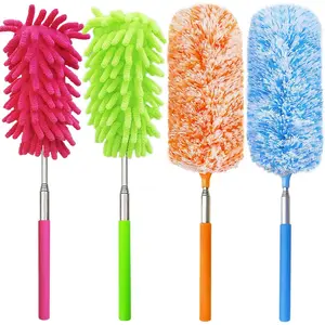 4 pcs Extendable and Washable Microfibre Feather Duster,13" to 30" Reachable, Microfibre Cleaning Tool, Small Dusters For Cleaning Office,Car,Computer,Furniture,Sofa
