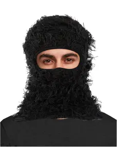 Distressed Balaclava Ski Mask for Men Women Knitted Fuzzy Windproof Balaclava Distressed Windproof Full Face Knitted Sheisty Balaclava