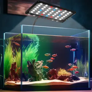 LED Aquarium Light, Clip on Fish Tank Light with Memory Function, DIY Mode Full Spectrum Aquarium Plant Light, Adjustable Timer/Brightness, IP68 Waterproof